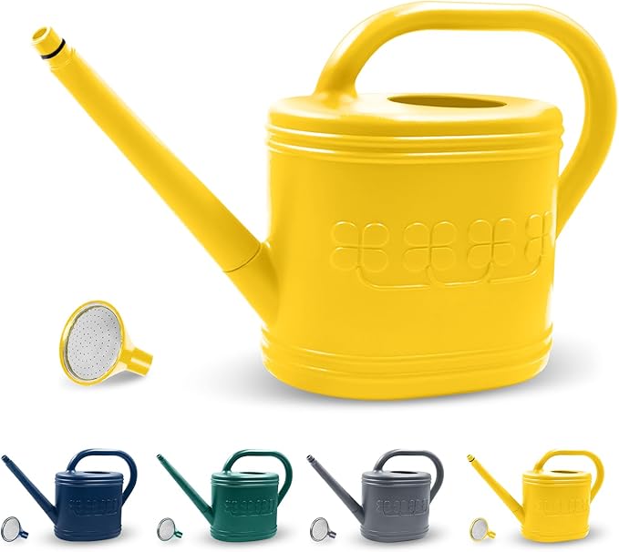 Watering Can for Indoor & Outdoor Plants, Plant Watering Can with Stainless Steel Shower Head, 1 Gallon Plastic Watering Can for Garden, Flowers, Vegetable, Greenhouse