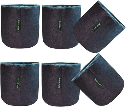 HORTIPOTS Fabric Pots 1 Gallon Non So Floppy Air Pruning Cloth Grow Bags Black Gray (Pack of 6)