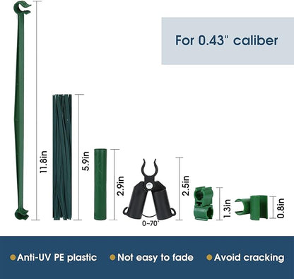 Adjustable Garden Stakes Connectors, Plastic Plant Trellis Clips for 0.43 inch Diameter Rods Connecting Joints for Tomato Cage Cucumber Teepee Climbing Plants Frame