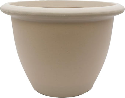 The HC Companies Sevilla Flower Planters - Durable Outdoor & Indoor Planter - Round Lightweight Self Watering Plant Pots for Herbs & More (16" Cottage Stone, Pack of 1)
