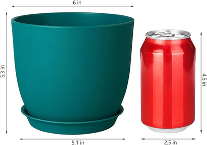 Plant Pots 6 Inch Set of 5, Flower Pots with Multi Mesh Drainage Holes, Planters for Indoor Outdoor Garden Plants and Flowers (Multicolor)