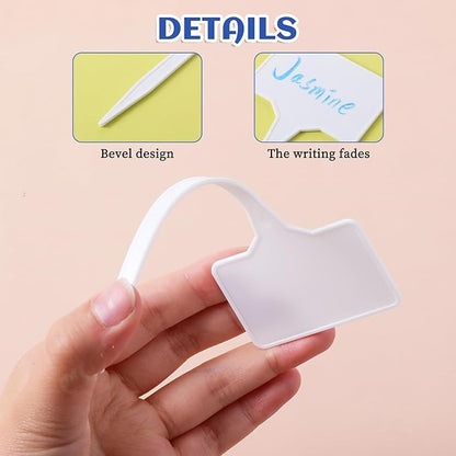 50 Pcs Large Plastic Plant Labels, 5.9 Inches Large Garden Markers, Plastic Waterproof Durable T-Type Nursery Plant Stakes, Tags for Vegetables, Fruits, Flowers, Indoor Outdoor Use (White)