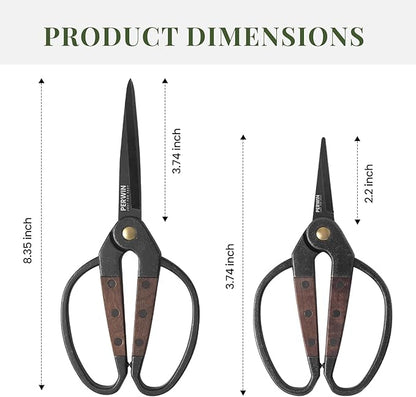 Garden Flower Bonsai Scissors 2 Pcs Walnut Wide Handles Pruning Gardening Scissors Floral Shears for Gardening,Succulent Harvest, and Precision Plant Trimming Care