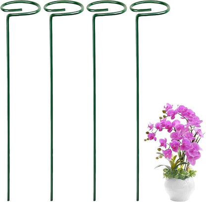 4PCS Garden Plant Stakes for Flowers, Garden Metal Single Stem Plant Support, Garden Flower Support for Indoor Plants Tomatoes, Amaryllis, Orchid, Peony, Lily, Rose -15.9Inch