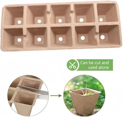 580 Cells Seed Starter Tray 58 Packs Biodegradable Peat Pots Germination Trays Organic Seed Starting Trays kit with 58 Labels 2 Transplant Tools