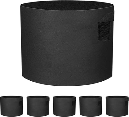 5 Pack 10 Gallon Grow Bags - Black Breathable Fabric Pots Heavy Duty Aeration Fabric Pots Thickened Nonwoven Fabric Pots Plant Grow Bags with Handle