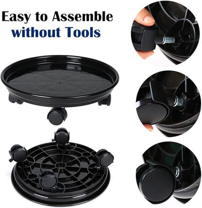Yiting Plant Caddy with Wheels Heavy-Duty Rolling Plant Stand with Wheels Plant Dolly with Casters for Indoor and Outdoor Plant Roller Base Plant Saucer Mover (13 inch, Black)