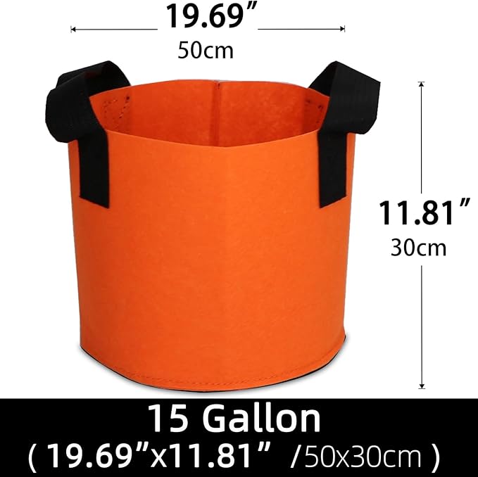 Grow Bags,Growing Pot Bags Garden Grow Bag Indoor Outdoor Fabric Aeration Plant Pot Container Flower Vegetable Pouch (Dark Orange,15Gallon)