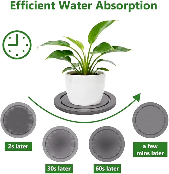 Plant Saucer for Indoors, 2 Pack 6 Inch, Instantly Dry Diatomaceous Earth Plant Trays, Stone Plant Pot Saucers Drip & Drainage Tray, Women’s Gifts for Valentine, Gray
