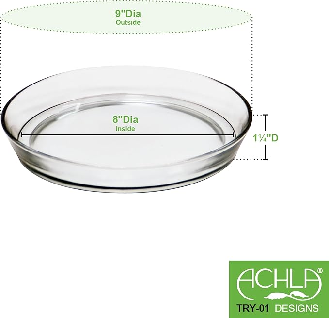 Achla Designs 8 3/4-in Glass Plate, Plant Tray Terrarium Saucer