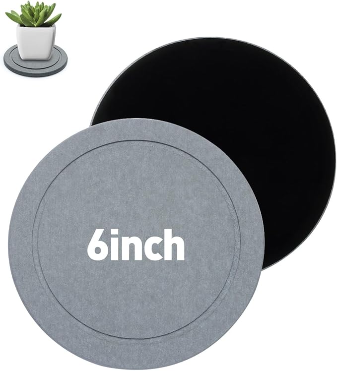 Azhou Diatomaceous Earth Plant Saucers 2-Pack with Velvet Bottom - 6 Inch Water Absorbing Heavy Duty Flower Pot Trays, Moisture Control Indoor Outdoor Catcher for Home, Office, Kitchen