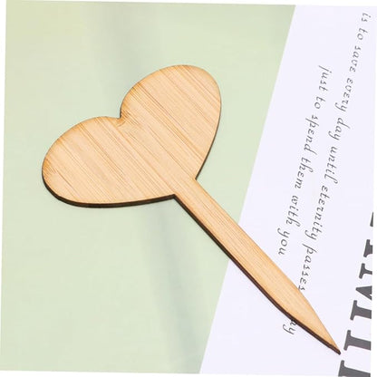 Mipcase 20pcs Heart Shaped Bamboo Thicken Plant Labels for Garden Seedling Markers t Shape for Writing