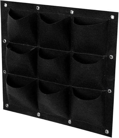 Plant Pocket, 9 Pocket Vertical Greening Hanging Wall Garden Grow Plant Bags Planter, Great for Growing Herbs, Flowers and Vegetables at Window(Black)
