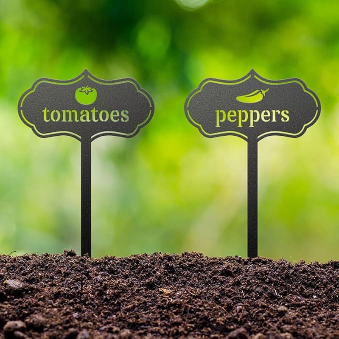 RealSteel - Seed & Plant Markers - Indoor/Outdoor Herb Garden Stakes - Elegant Fruit/Vegetable Seed Labels - Durable Plant Tags for Pots - Classy Design for Farmhouse/Greenhouse (Chives)