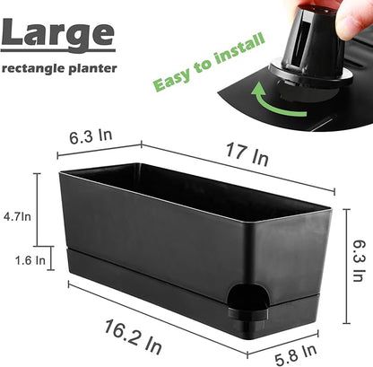 Self Watering Pots for Indoor Plants 17 Inches Window Boxes Planters Rectangular Flower Pots Rectangle Herb Pots Large Plant Pots with Drainage Holes and Saucers Windowsill Planter (2, Black)