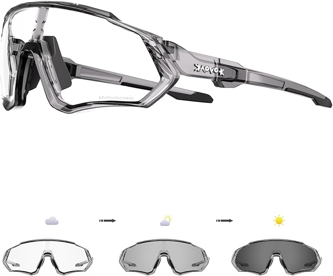 KAPVOE Photochromic Cycling Glasses Men Women Mountain Bike Sunglasses Clear MTB Bicycle Riding - K9408