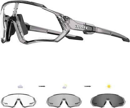 KAPVOE Photochromic Cycling Glasses Men Women Mountain Bike Sunglasses Clear MTB Bicycle Riding - K9408