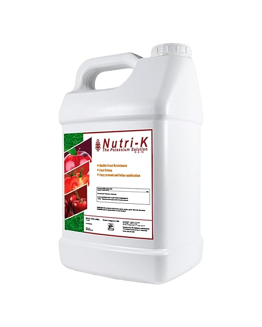 Nutri K Potassium Fertilizer for Plants - Enhances Flow & Uptake for Potting Soil Indoor Plants - Corrects Deficiencies & Prevents Blotchy Ripening in Fruits & Vegetables - 2.5 Gallons