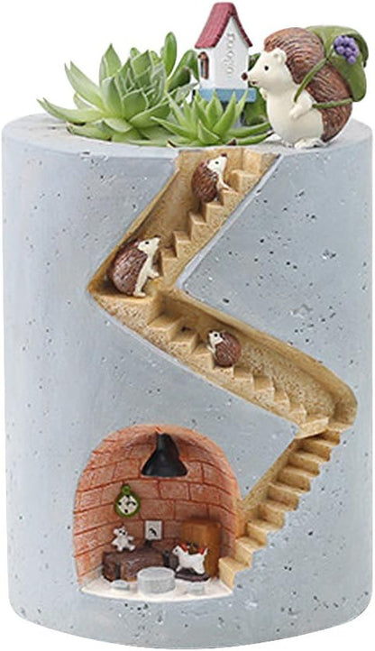 Segreto Creative Hedgehog Plants Pot Flower Pots Resin Planters Vase Home Decor for Succulents,Flower,Cactus,Gardening Decoration,Indoor