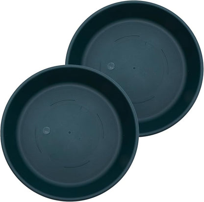 The HC Companies 12 Inch Classic Round Plant Saucer, Lightweight UV-Resistant Plastic Outdoor & Indoor Flower Pot Tray, 2-Pack Plant Pot Trays for Garden & Home Decor, Evergreen