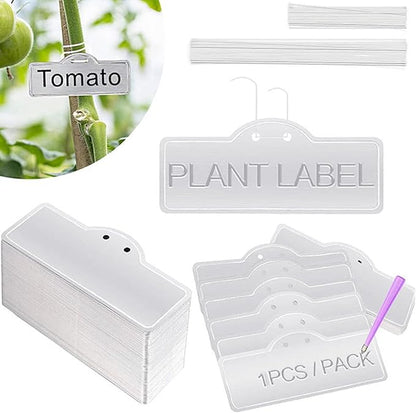 Aluminum Plant Tags 100Pcs with 100 Ties, Waterproof Garden Labels for Outdoor Identification, Greenhouse and Tree Markers for Plants Flowers Vegetables, Durable Metal Tags for Cables Equipment Pets