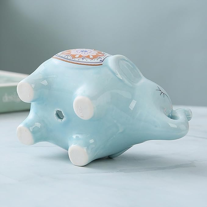 Cute Animal Elephant Shaped Ceramic Succulent Cactus Air Plant Flower Pots Planters-Plant Not Included (Deep Blue)