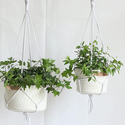 2Pack Hanging Flower Pots Plant Hangers,Wedding Party Birthday Gift Storage Baskets Home Garden Hanging Planter, Waterproof Lining Hydroponic Plant Pot-Glitter White