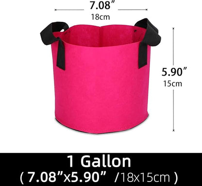 Grow Bags,Growing Pot Bags Garden Grow Bag Indoor Outdoor Fabric Aeration Plant Pot Container Flower Vegetable Pouch (Rose Red,1 Gallon)