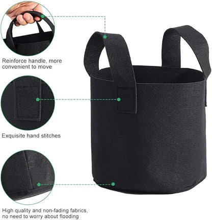 Black Felt Plants Growing Bag, Plant Grow Bags Garden Bag to Grow Vegetables, Vegetable Potato Planter Containers Flower Aeration Planting Pot Container for Planting Potatoes (2 Gallon (18 x 20cm))