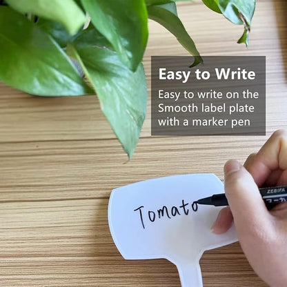 14.1'' Tall Plant Markers, Large Plant Labels for Outdoor Garden Waterproof Durable T-Type Plastic Garden Labels, Perfect for Herbs, Flowers, Vegetable with a Marker Pen (12PCS)
