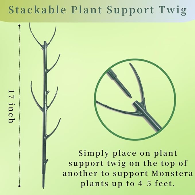 5 Pack Stackable Monstera Plant Support Stakes, 38inch Climbing Garden Plant Support Sticks Structures for Indoor Outdoor Plants Alternative to Moss Pole