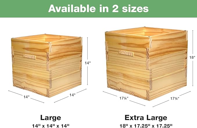 Large Decorative Wooden Planter w/ Universal Pole Support for String Light Poles, Umbrellas, Bird Feeders. Solid Wood Outdoor Garden Patio Box For Plants(Does not include Pole), 14"x14"x14", Natural