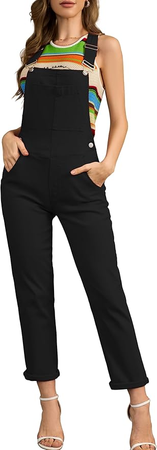 Bib Overalls for Women Fashion Jean Jumpsuit Adjustable Strap Coveralls