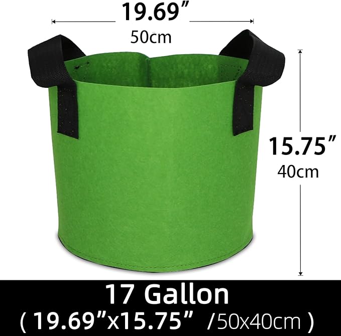 Grow Bags,Growing Pot Bags Garden Grow Bag Indoor Outdoor Fabric Aeration Plant Pot Container Flower Vegetable Pouch (Green,17Gallon)