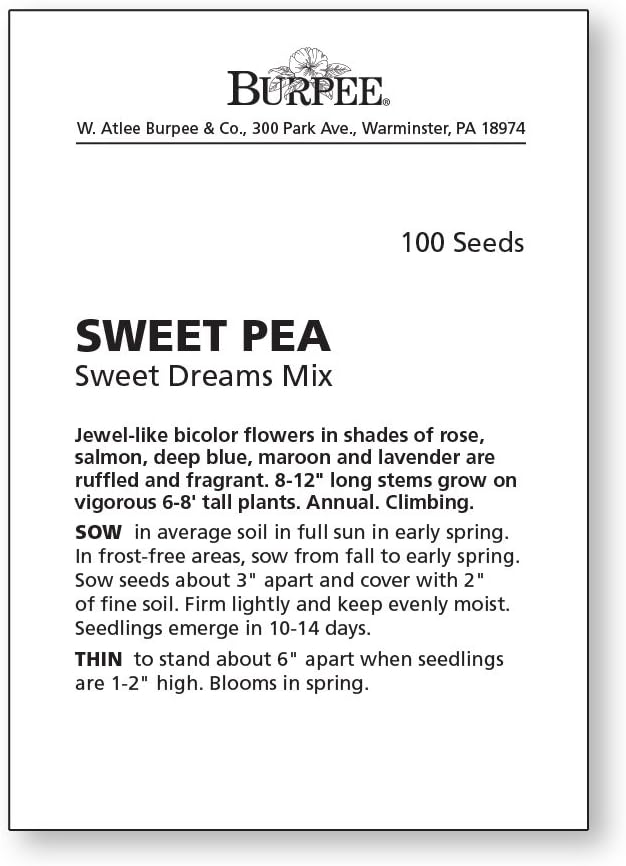 Burpee Sweet Dreams Mix Sweet Pea Seeds 100 seeds