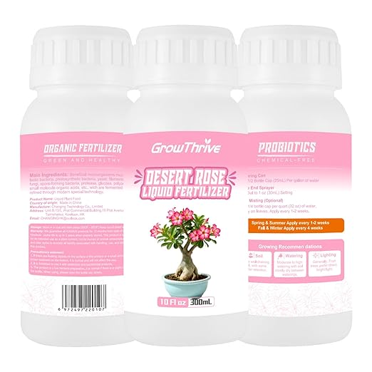 Desert Rose Liquid Fertilizer – Natural Probiotic Plant Food for Adenium, 300ml Bottle with Measuring Cap, Organic Nutrient Boost for Greener Leaves, Strong Roots & Vibrant Blooms