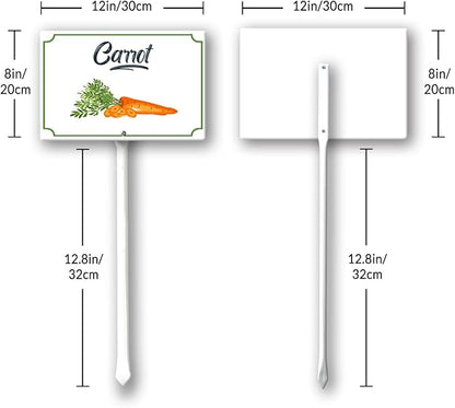 Boylee 8x12inch Aluminum Carrot Garden Signs With Stake For Vegetables, Herbs, Flowers & Potted Plants