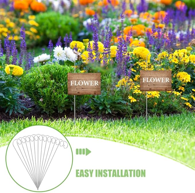 20pcs Plant Tag Pole Floral Sticks for Arrangements Short Shepherds Hooks for Outdoor Floral Card Holder Lantern Hooks Outdoor Shepherds Hook for Bird Feeder Silver Iron