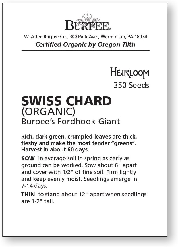 Burpee Fordhook® Giant (Organic) Swiss Chard Seeds 350 seeds