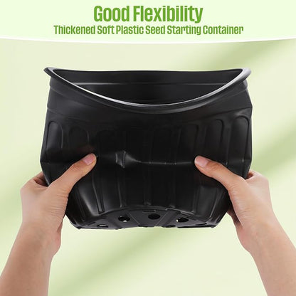 100 Pcs 3 Gallon Plant Nursery Pots Bulk Plastic Planter Flexible Flower Seedlings Pot with Drainage Hole Thickened Seed Starting Container for Flower Succulents Cuttings Transplanting