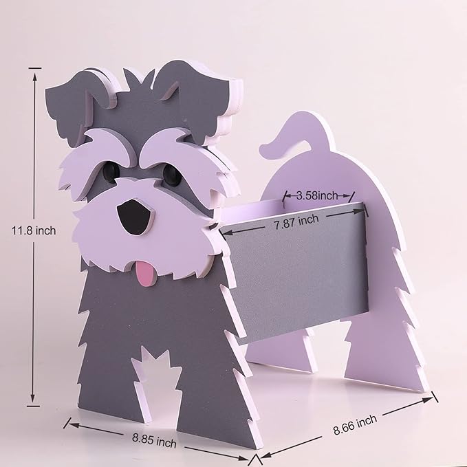 Schnauzer Gifts for Women, Schnauzer Dog Planter Plant Pot, Cute Dog Flower Pot for Garden Decoration, Schnauzer Shape Plant Container Holder for Outdoor Indoor Stuff Gift Small Schnauzer Grey