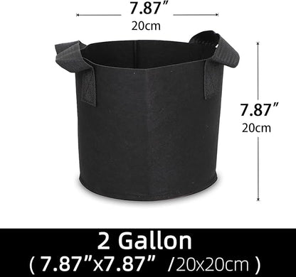 Grow Bags,Growing Pot Bags Garden Grow Bag Indoor Outdoor Fabric Aeration Plant Pot Container Flower Vegetable Pouch (Black,2 Gallon)
