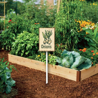 Uptell Vintage Vegetable Signs for Garden with Stake Onions Yard Sign Vegetable Garden Label Stakes Plant Markers for Outdoor Plants Waterproof 8x12inch