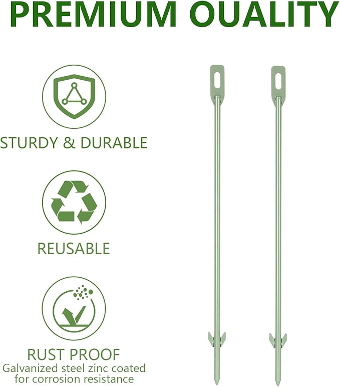2 Pack Yard Sign Stakes Metal, 16.5 Inch Long Green Paint Stakes Durable Waterproof Windproof for Corrugated Plastic Signs Yard Sign Holder, Hardware Included