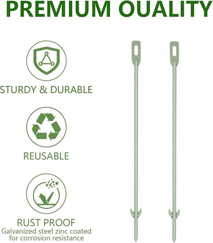 2 Pack Yard Sign Stakes Metal, 16.5 Inch Long Green Paint Stakes Durable Waterproof Windproof for Corrugated Plastic Signs Yard Sign Holder, Hardware Included