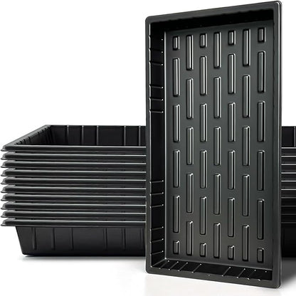 Growing Trays, 1020 Plant Nursery Trays Heavy Duty Seed Starter Flat Seedling Tray for 72/128 Cell Plug Tray Transplant Growing Microgreens (21"×11", 10 Pack, 1.6" Deep, Without Holes)