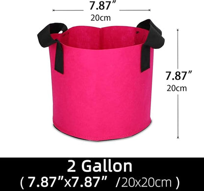 Grow Bags,Growing Pot Bags Garden Grow Bag Indoor Outdoor Fabric Aeration Plant Pot Container Flower Vegetable Pouch (Rose Red,2 Gallon)