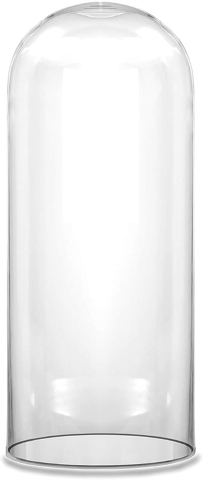 CYS EXCEL Glass Dome Cloche (H:13.75" D:5.75") | Multiple Sizes Decorative Showcase Display for Antique Collectibles | Bell Jar Terrarium & Dessert Cover