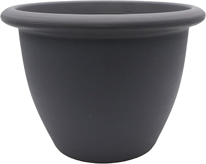The HC Companies Sevilla Flower Planters - Durable Outdoor & Indoor Planter - Round Lightweight Self Watering Plant Pots for Herbs & More (14" Warm Gray, Pack of 1)