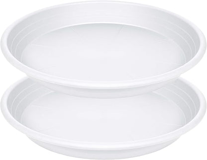 2 Pack of 19 inch Plant Saucer, Large Plant Tray, Heavy Sturdy Plant Drainage Tray for Indoors, Bird Bath Bowls, Sturdy 18 inch Plastic Pot Tray for Planter (White)